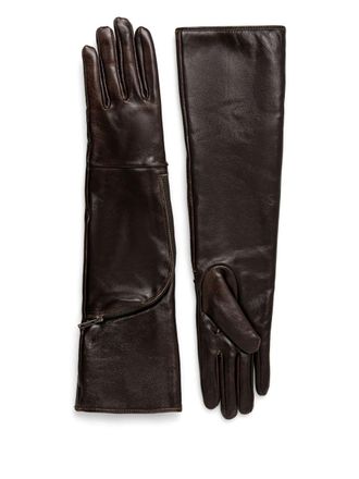 Gestuz leather gloves - women - Lamb Skin/Polyester - XS/S - Brown