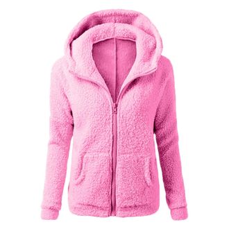 Generic Ladies Fleece Jackets Full Zip Sweatshirts Womens Teddy Hoodies With Pockets Teen Girls Winter Plush Coats Long Sleeve Tunic Tops Casual Fuzzy Sweater