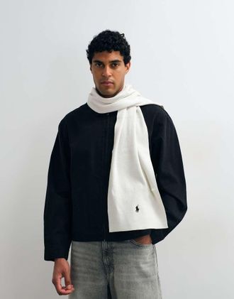 Polo Ralph Lauren sciarpa in maglia con logo icon bianca-Bianco