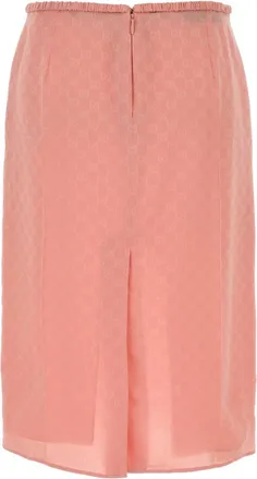 Gucci Womens Gg-Monogram Silk Skirt Pink