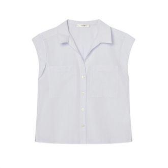 Frame Denim Womens Seersucker Leisure Shirt In Blue