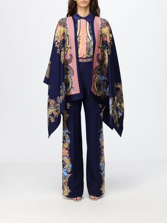 Etro Mantella in misto lana con stampa floreale e Paisley