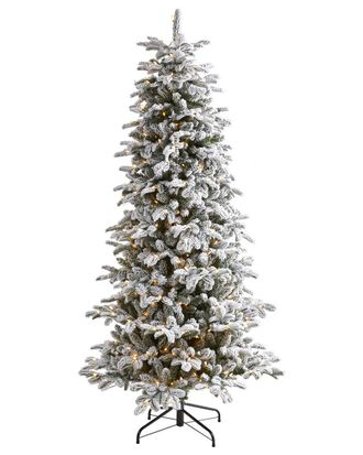 Nearly Natural 7Ft. Flocked North Carolina Fir Artificial Christmas Tree
