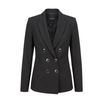 Pinko Pinko - Geklede Double-Breasted Blazer - Dames - Jassen - Zwart - Maat: XL Viscose