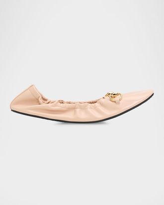 Gucci Prima Leather Ballerina Flats