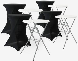 Sweeek Sweeek - Mesa Plegable De Acero Para Eventos Con Funda Protectora (lote De 4), Gala + Funda X4, Negro, 81x81x110 Cm