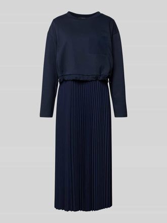 Max Mara Midikleid mit Plisseefalten Modell SCATOLA in Marine, Gr&ouml;&szlig;e XL