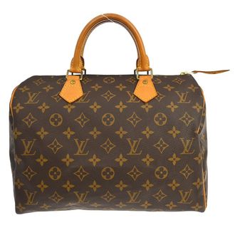 Louis Vuitton Speedy Handbag Monogram Canvas Brown Canvas Handbag (Pre-Owned)