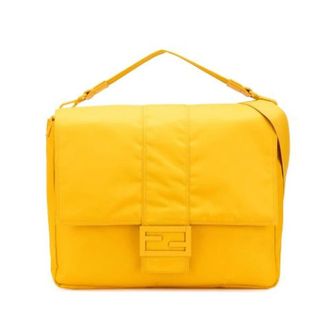 Fendi Pre-owned Shoulder Bags, female, Yellow, Size: ONE SIZE Pre-owned Vintage Nylon Shoulder Bag