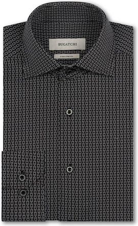 Bugatchi Devon OoohCotton Geometric Button-Up Shirt in Black at Nordstrom, Size Xxx-Large
