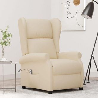 vidaXL Poltrona ad Ala Reclinabile Elettrica Crema in Tessuto - Vidaxl