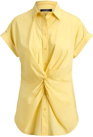 Ralph Lauren Zijden stretch overhemd met lange mouwen - Dames - Blouses & Shirts - Geel - Maat: S Zijde