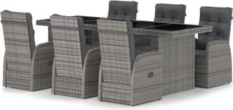 vidaXL Cena Exterior De 7 Pcs Con Almohadillas De Mimbre Pe Gray - 220382