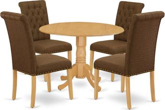 East West Furniture Dining Room Set Oak, DLBR5-OAK-18