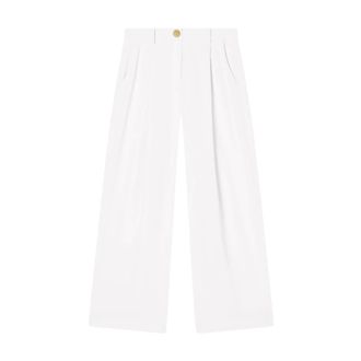 A|X Armani Exchange Wide Trousers, female, White, Size: 3XS Fluid Fabric Trousers in Light Crepe