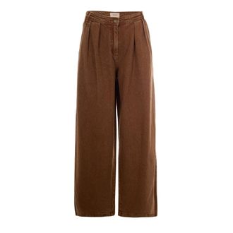 Sessun Wide Jeans, female, Brown, Size: 3XS Pleated Baggy Trousers