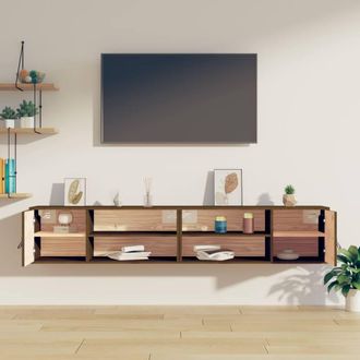 Berkfield Home Wall Cabinets 2 pcs Honey Brown 80x30x30 cm Solid Wood Pine | Size: 80 x 30 x 30 cm