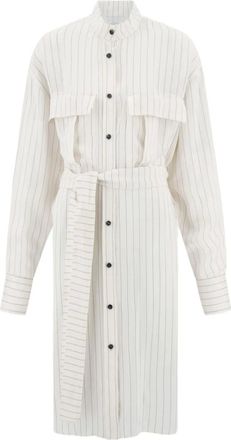 Ferragamo Chemisier midi gessato - Bianco