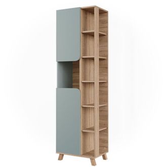 Vicco Armario De Ba&ntilde;o Karen, Sonoma/azul, 50 X 175 Cm Con 2 Puertas