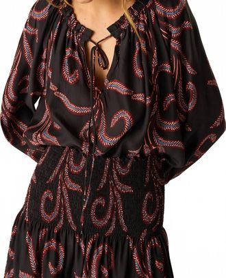 Natalie Martin Ashley Tie-Detail Collarless Top In Black Feather