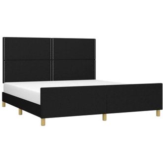 vidaXL Cama Sin Colch&oacute;n Tela Negro 180x200 Cm Vidaxl
