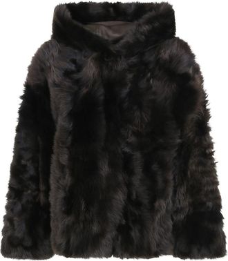 Yves Salomon Hooded Jacket - Dames - Jassen - Bruin - XS - Leer - Jassen