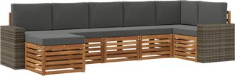 vidaXL Conjunto De Sof&aacute;s De Exterior 7 Uds. Natural Y Antracita Vidaxl