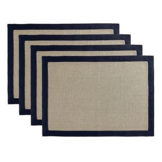 Solino Home Linen Placemats - Classic, 14 x 19 in Navy And Natural at Nordstrom, Size Medium