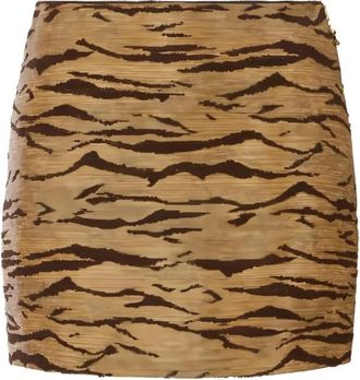 Elisabetta Franchi Minirok met raffia-effect - Dames - Korte rokken - Bruin - M - Polyester - Rokken