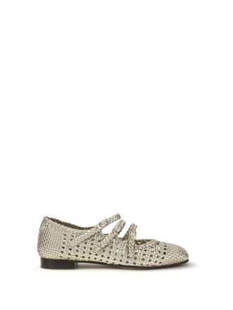Carel Silver Woven Ariana Ballet Flats