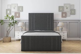 Sloomy Kingsley Dumfries Bed Frame With 50 Upholstered Headboard in Dark Grey | Size: Small Double