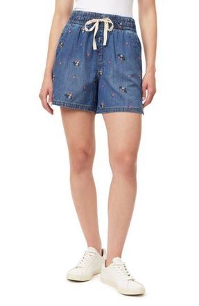 Kensie Embroidered Pull-On Denim Shorts in Pippa Blossom at Nordstrom Rack, Size X-Large