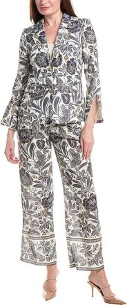 Nanette Lepore 2pc Linen Blend Blazer & Pant Suit Set