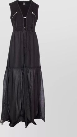 Pinko layered skirt sleeveless dress with zipper pockets