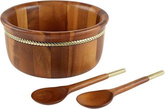 Namb&eacute; Nambe Braid Round Salad Bowl With Servers