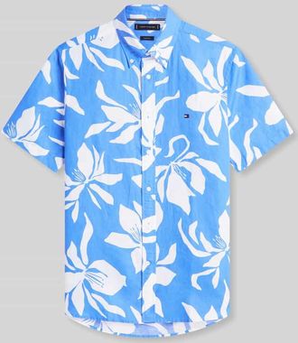 Tommy Hilfiger Regular Fit Kurzarmhemd aus Leinen-Mix in Hellblau, Gr&ouml;&szlig;e XXL