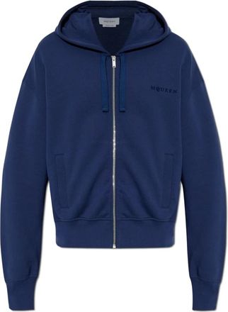 Alexander McQueen Sweatshirts & Hoodies - Heren - Vesten met rits - Blauw - S - Katoen - Hoodies & sweatvesten