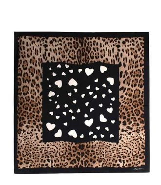 Dolce & Gabbana Cheetah, Black, and White Heart Scarf