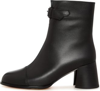 Cesare Gaspari Gespband Middenhak Laars - Dames - Laarzen met Hak - Zwart - 40 EU - Leer - Schoenen