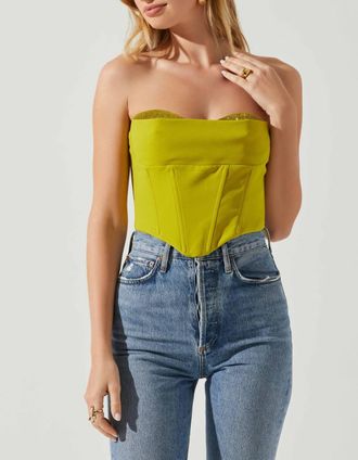 Astr Corset Shanna Top In Lime Green