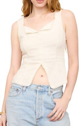 Blu Pepper Lace Trim Button Down Tank in Natural at Nordstrom Rack, Size Medium