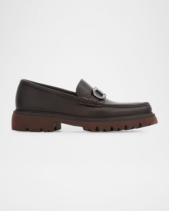 Ferragamo Mens Cocoon Gancini Lug-Sole Moccasin Loafers