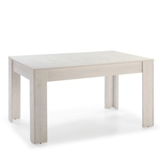 HOMN Mesa de comedor fija blanco 140 cm largo 90 cm ancho 76 cm alto