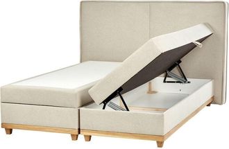 Beliani Modern Fabric Divan Bed Set with Storage eu King Size 5ft3 Beige Bonell Spring Mattress Continental Ottoman Bed Dynasty