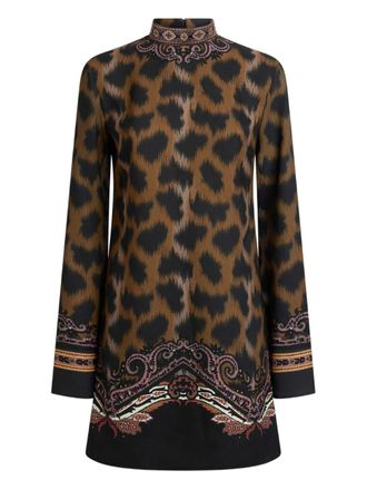 Etro animal-print tunic dress - Brown