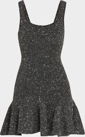 LoveShackFancy Sarajane Sequined Stretch Knit Mini Dress