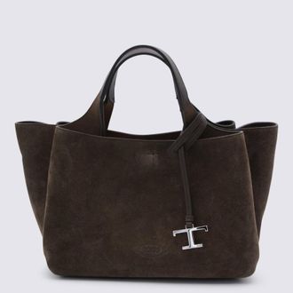 Tod's TodS Brown Suede Leather Top Hansle Bag