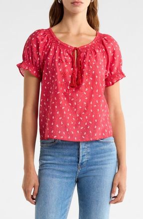 Re/Done Katie Bandana Print Cotton & Silk Top at Nordstrom, Size X-Small