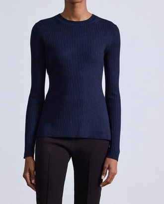 Apiece Apart Fine Gauge Second Skin Sweater In Navy