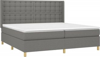 vidaXL Cama Box Spring Colch&oacute;n Y Luces Led Tela Gris Claro 200x200 Cm Vidaxl